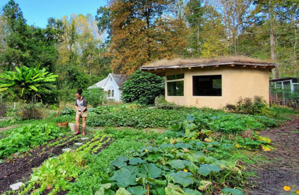 Girl tending to a garden
