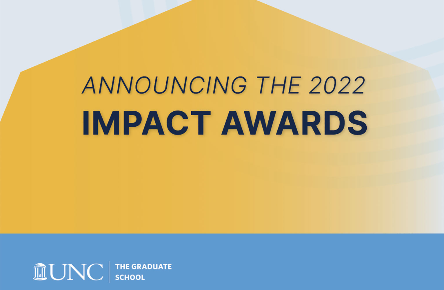 A yellow, gray and blue banner reading "Announcing the 2022 Impact Awards"