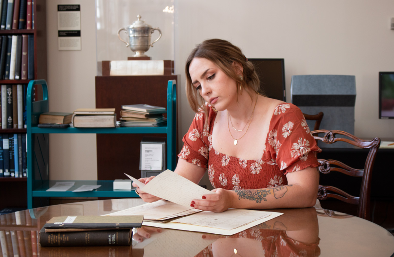 Cayla Colclasure works with historical documents