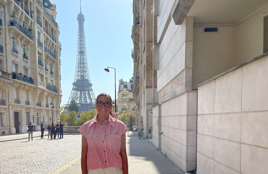 Mason Murr in front of Eiffel Tower