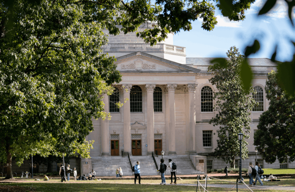 Front entrance of Wilson Library as seen from Polk Place