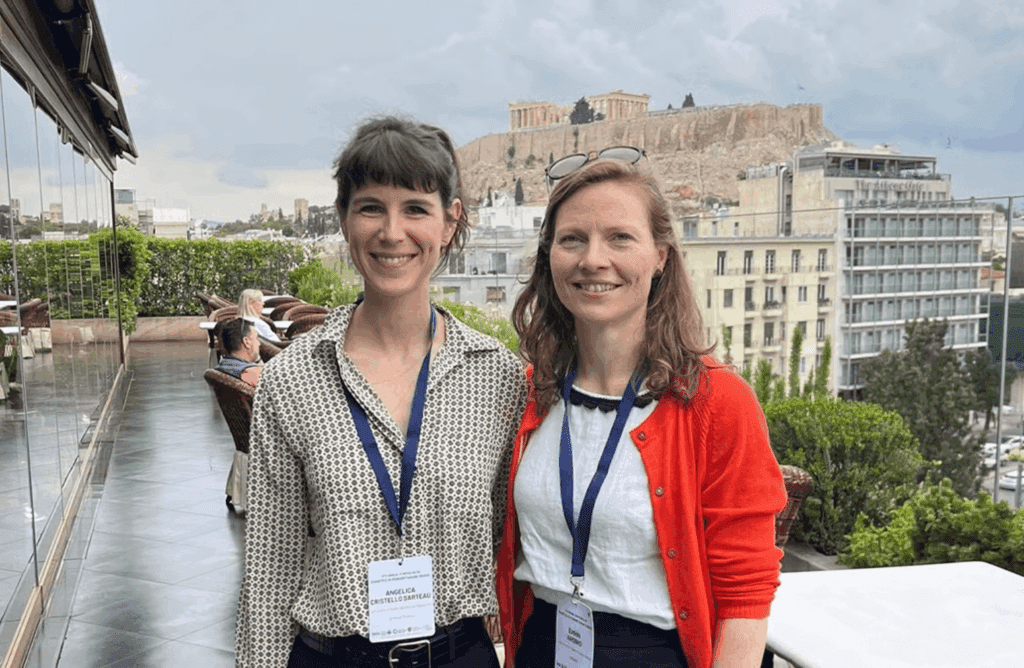 Angelica Cristello Sarteau (left) in Athens, Greece, with her IADA co-lead, Éimhín Ansbro.